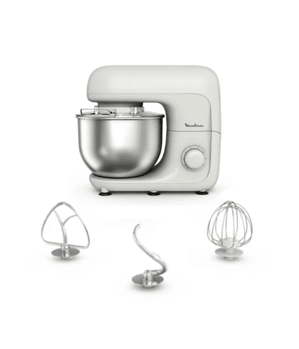 MOULINEX BAKE ESSENTIAL KITCHEN MACHINE, 800W, 4.8 LTR CAPACITY, 3 PASTRY ATTACHMENTS. 6 SPEEDS + PULSE