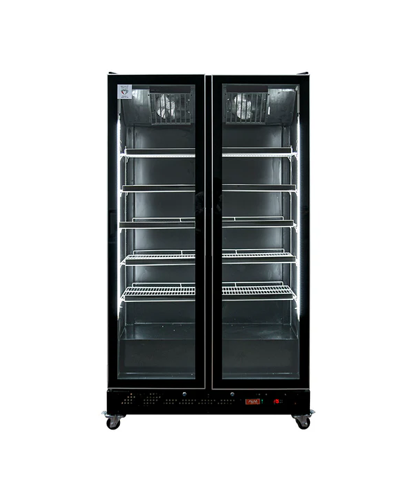 ALM 1000 Liters Upright Double Glass Door Showcase Chiller