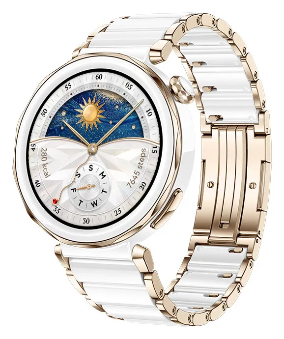 HUAWEI WATCH GT 5 PRO  42MM CERAMIC WHITE – WHITE CERAMIC FLUOROELASTOMER STRAP ASIA&AFRICA&LATIN AMERICA