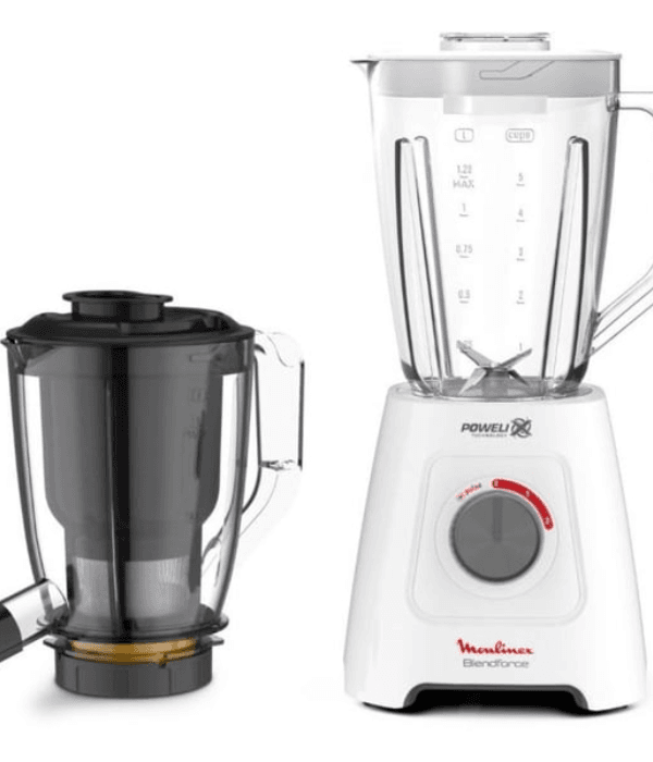 MOULINEX BLENDFORCE 2 IN 1,  600 WATS (up to 30% faster) 2L JAR + 1L JUICE EXTRACTOR JAR ICE CRUSHER.
