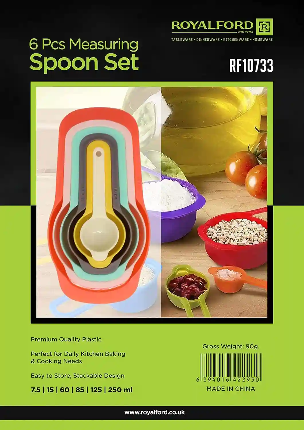 Royalford 6Pcs Measuring Spoon Set Silver