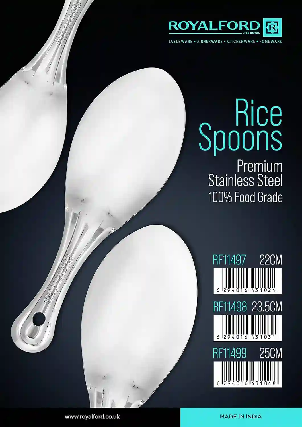 Royalford 25cm Stainless Steel Rice Spoon