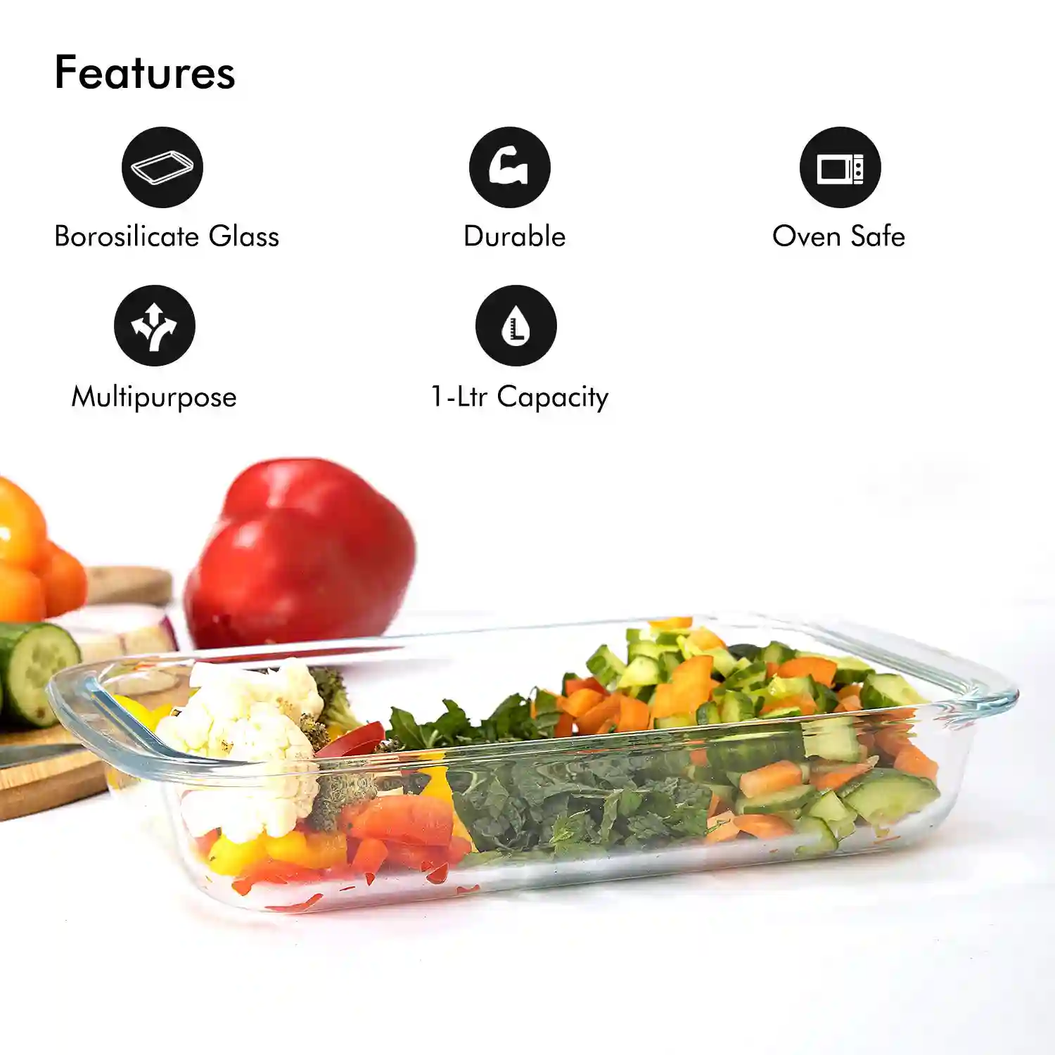 Royalford Glass Baking Dish, 1.8L