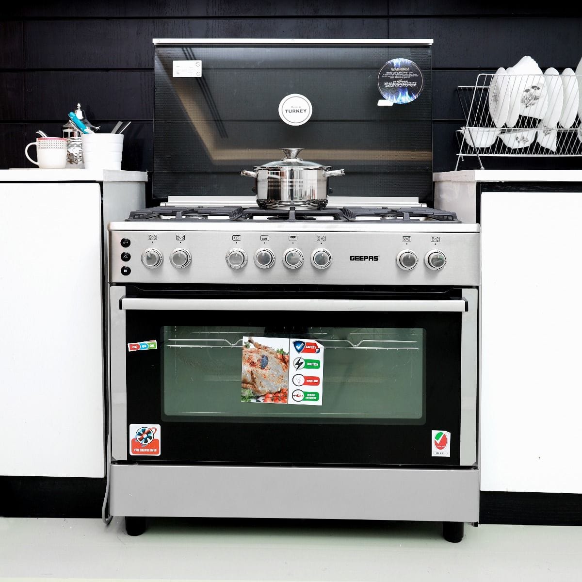 90x60FulSafty GasCookngRnge/CastIron/fan