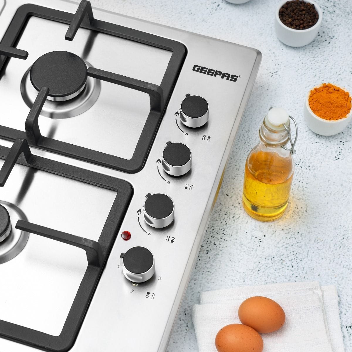 S/S 3 Gas Brnr & Elctrc Hot Plate Hob1x1