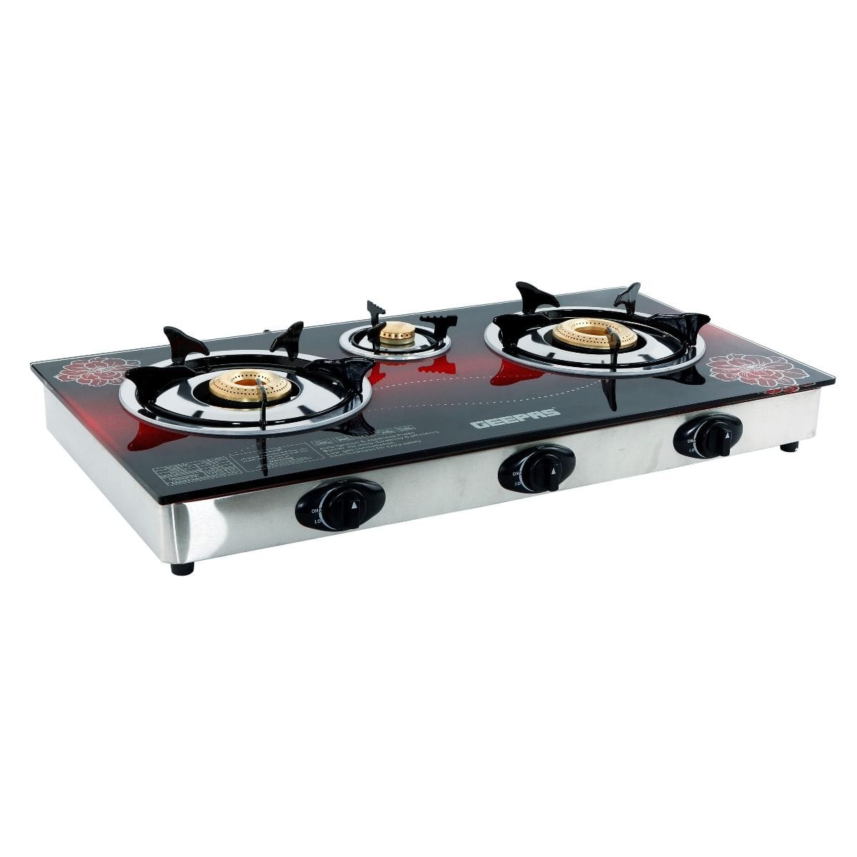 3BurnerGas Cooker/8Mm Glass/S/S Frame1x1