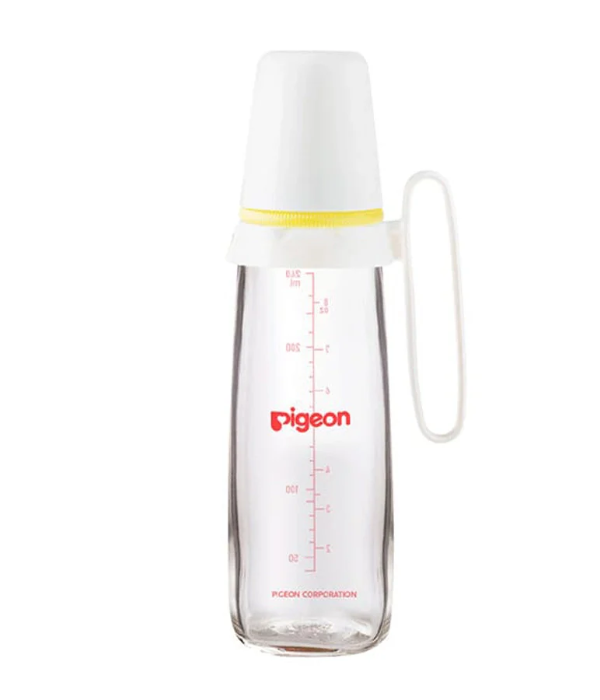 GLASS BOTTLE SN WHITE 240 ML  W/HANDLE