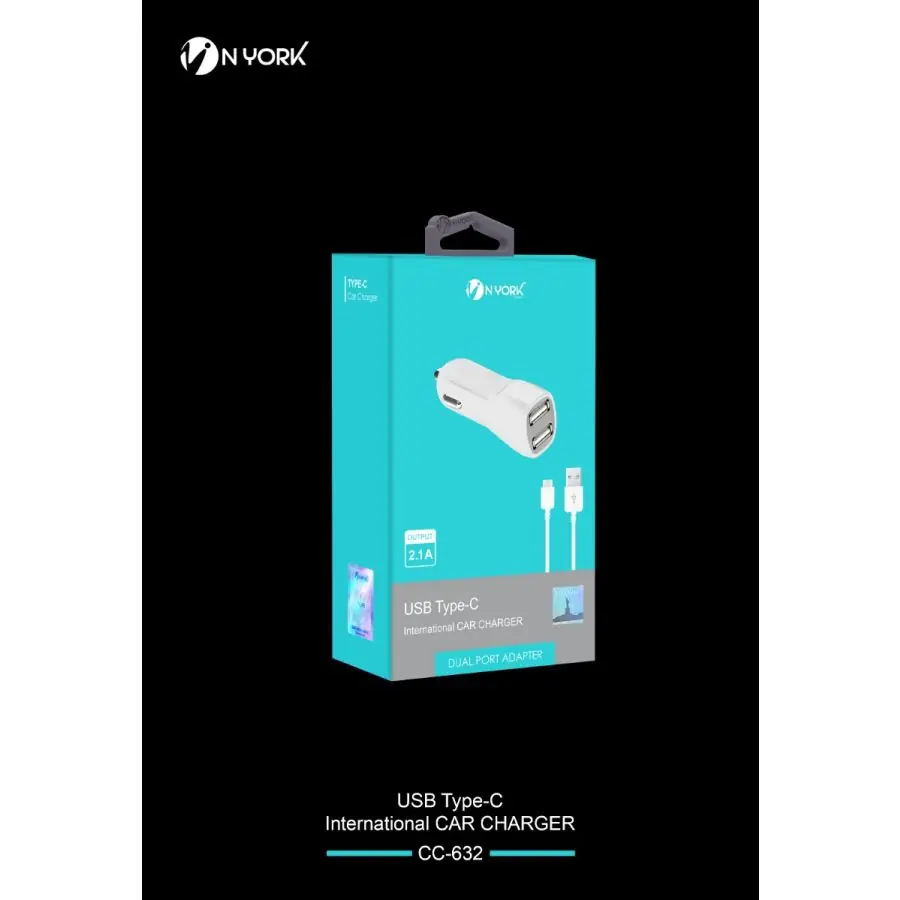 NYORK | USB Type-C International Car Charger 2.1A | CC-632