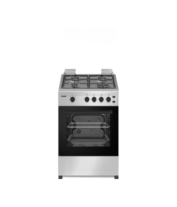 ALM GAS COOKER 50X50 SILVER 4 BURNER