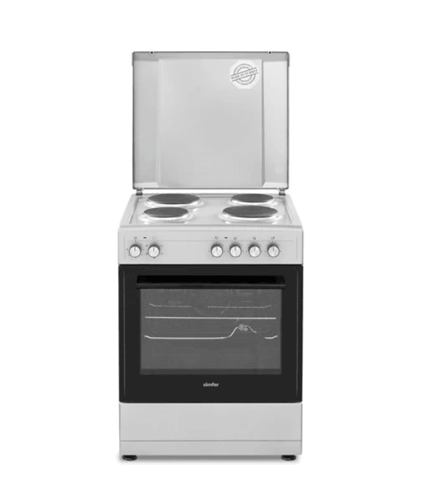 SIMFER-60x60, 4 Hotplates, Electric Oven, Turnspit, Oven Lamp, 1 Tray, 1 Grid, Metal Top Lid,