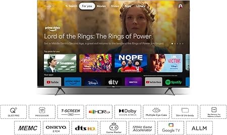 TCL 98"QLED  120 HRZ  GOOGLE TV/ONKYO SPEAKERS/(T SCREEN PRO(3840x2160p) HDR 10+ /( DOLBY VISION /ATMOS)/120 HRZ VRR /BUILT IN WIFI//HDMI//PC/USB /DIGITAL AUDIO OUT/AV OUT,/LAN  COMPATIBLE WITH  MOUSE,KEY BOARD