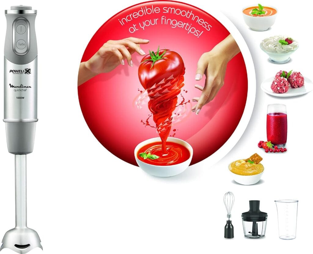 MOULINEX QUICKCHEF HAND BLENDER + CHOPPER BOWL, 1000 WATS,  800 ML, 3 ACCESSORIES