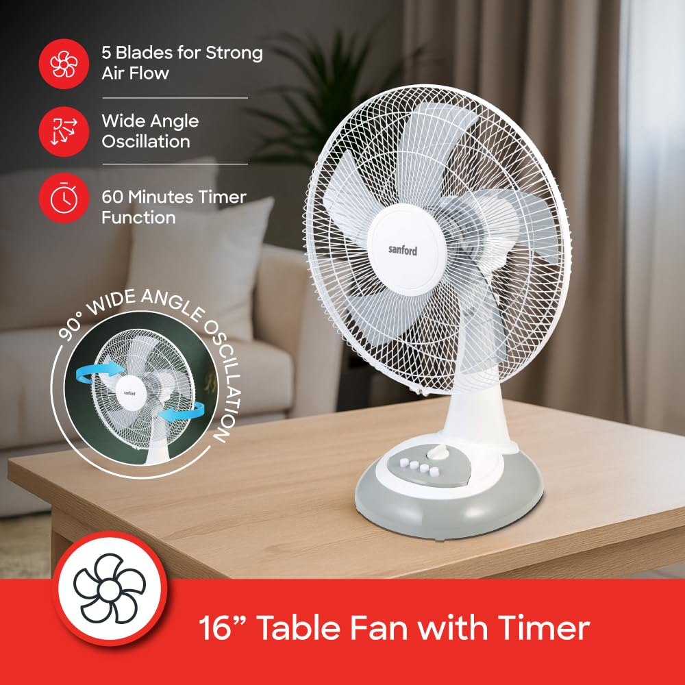 16"Table Fan/3Spd/Oscltion/Timer 1x2