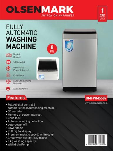 FullyAutoWashing Machine/TopLoad/8Kg 1x1