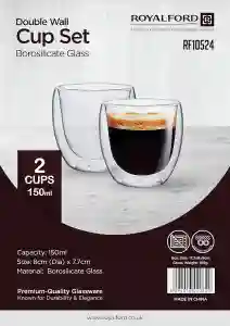 Royalford Brs 2Pc Double Walled Glasses