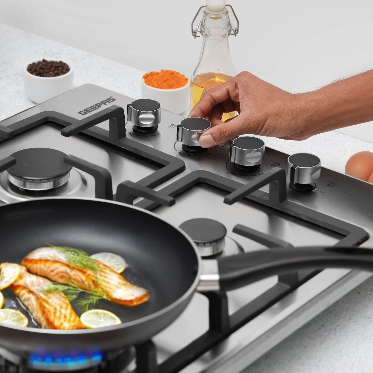 S/S 3 Gas Brnr & Elctrc Hot Plate Hob1x1