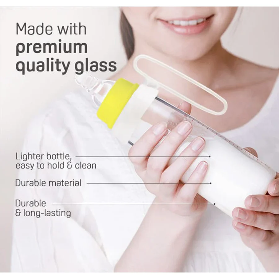 GLASS BOTTLE SN WHITE 240 ML  W/HANDLE