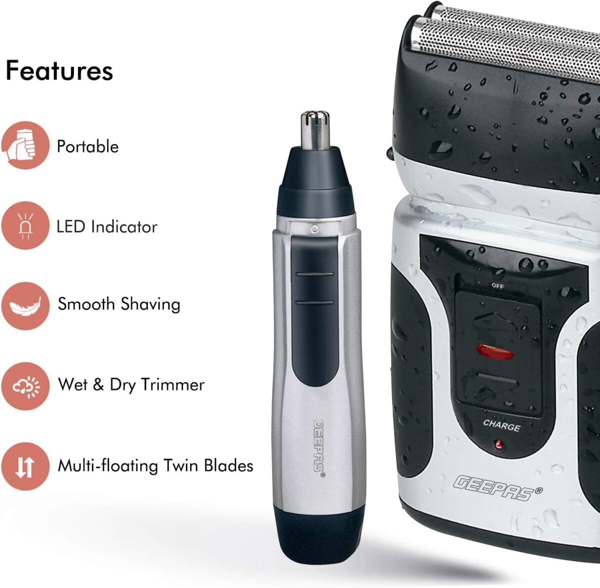 Men's 2In1 Shaver/Nose Trimmer/3W 1X24