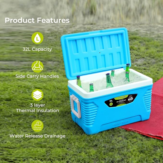 32L Insulated Ice Cooler Box/Red&Blue1X2